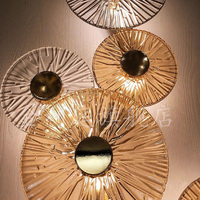 Lustre en feuille de lotus tout en cuivre Forme artistique Nouveau plafonnier long de style chinois pour hôtel villa escalier restaurant Design