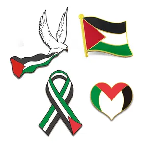 Fabrikant Groothandel Metalen Pin Glitter Broche Emaille Palestijn Revers Pin Auto Vlag Voor Palestijnse
