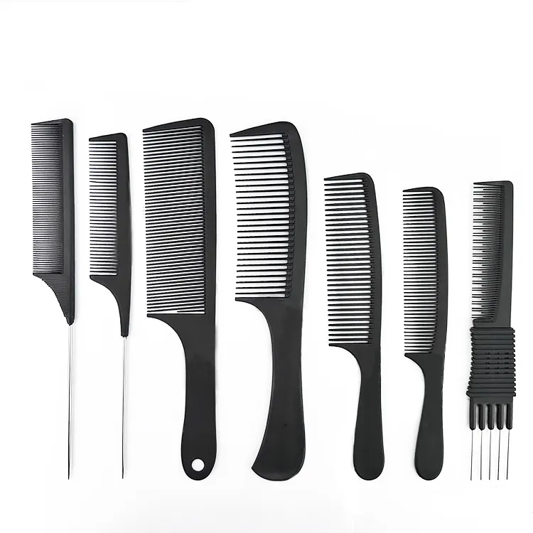 Custom Salon Hair Plastic Pro Styling Kapperskammen Kappers Zwart Plastic Borstelkammen Set