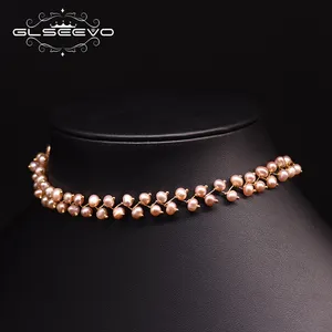 Mode natürliche Süßwasser Perle Doppels chicht Halskette für Frauen Hochzeits geschenk handgemachte Halskette