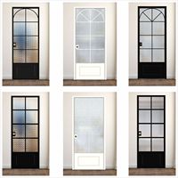 Ventanas y Puertas Abatibles de Aluminio con Vidrio Arqueado para Villas, Patrón Horizontal, Doble Acristalamiento, Puerta de Entrada