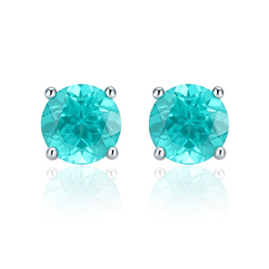 Cadermay <b>Stud</b> <b>Earrings</b> 6mm Paraiba <b>Turquoise</b> Claw Setting Women's Everyday Wear - Product Image 5