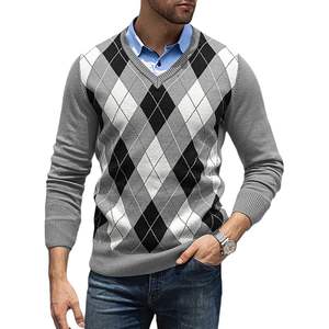 2025 suéter informal ajustado con cuello en V para hombre, Jersey de punto de algodón 100% con manga larga y capucha para la temporada de otoño - Product Image 3