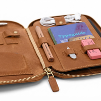 Portefeuille de voyage multifonction en cuir PU de luxe A5 avec logo personnalisé RFID, porte-passeport zippé pour documents, idéal pour les voyages d'affaires 2026
