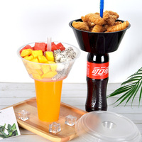 Hete Vulling Pp Fles Bubble Boba Thee Split Cup Met Deksel Wegwerp Snackbak Salade Fruit Lade Delen Cup Plastic Beker Met Dienblad Deksel