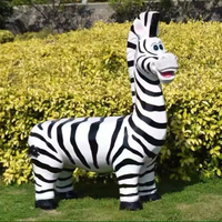 Sculpture de siège d'animal en résine de dessin animé de jardin extérieur personnalisé statue de chaises de girafe en fibre de verre