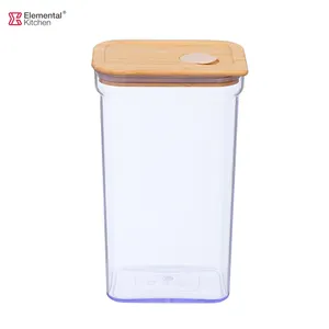 无BPA塑料储存罐密闭食品竹盖储存容器