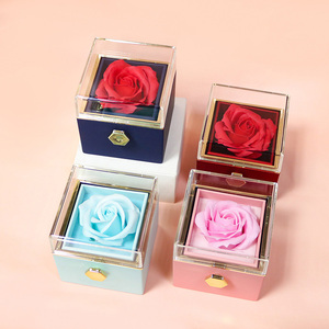 FCJ creativo rotante sapone rosa elegante scatola regalo di san valentino per le donne confezione di gioielli per le Rose