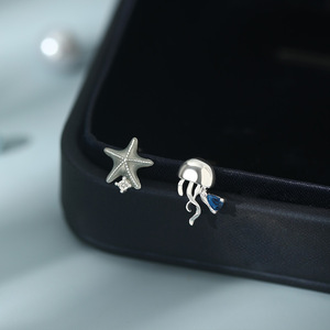 New S999 Sterling Silver Stud Bông Tai Châu Âu Và Mỹ Phong Cách Tươi Và Dễ Thương Sao Biển Và Sứa Thiết Kế Cho Các Bên - Product Image 4