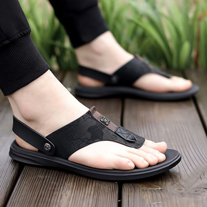 Tongs à lanières en T pour hommes, sandales d'été décontractées, respirantes et antidérapantes, taille adulte 3305, gris, noir, kaki - Product Image 4