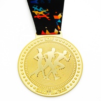 Médaille d'or personnalisée en alliage de zinc 3D de 50 mm pour la course, avec gravure métallique sur mesure et rubans de suspension