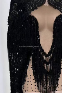 Falda Corta Ajustada y Sexy con Lentejuelas, Pedrería y Borlas, para Cantantes <span class=keywords><strong>de</strong></span> Bar, Grupos <span class=keywords><strong>de</strong></span> Chicas, Disfraces <span class=keywords><strong>de</strong></span> Actuación - Product Image 4