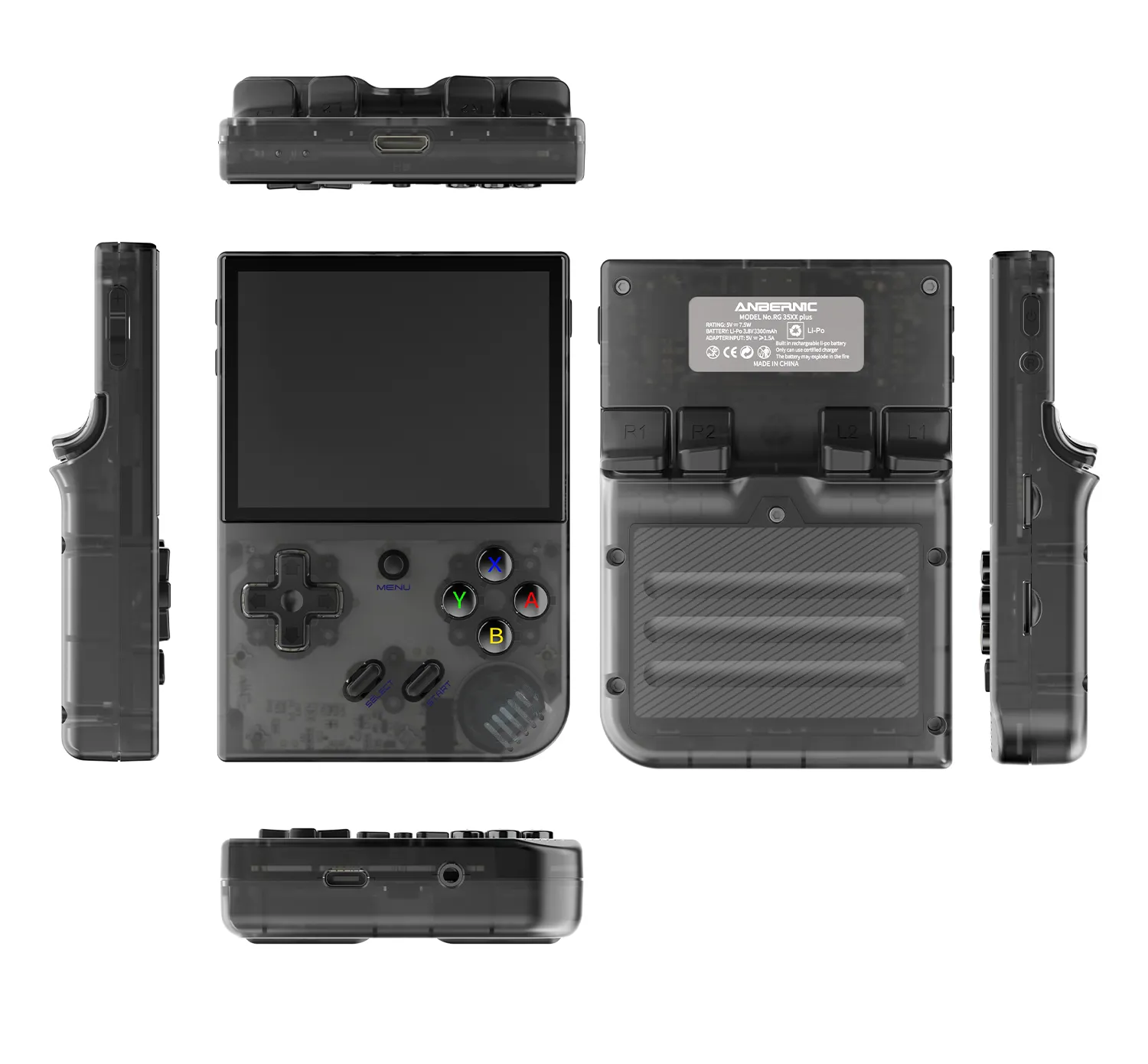 ANBERNIC RG35XX Plus konsol Game genggam, pemutar Game hitam populer asli mendukung HD TV portabel Retro layar 3.5 inci 64GB