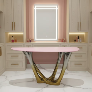 Console d'entrée élégante <span class=keywords><strong>de</strong></span> style nordique moderne, table d'entrée en acier inoxydable poli pour bureau, hall d'entrée et zone <span class=keywords><strong>de</strong></span> réception - Product Image 3