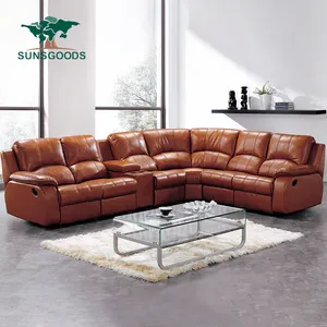 Comfortable Suede leather Fabric recliner Round Corner Sectional Sofa with recliner