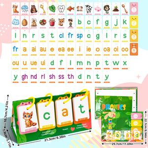ของเล่นเสริมการเรียนรู้การสะกดคำแบบ CVC Phonics สำหรับเด็กอนุบาล บัตรคำศัพท์เสียงสั้นแบบพลิกได้ - Product Image 1