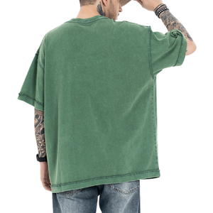 เสื้อยืดคอตตอนหนาน้ำหนักมาก พิมพ์โลโก้ตามสั่ง OEM เสื้อยืดผู้ชายสไตล์สตรีทแวร์ วินเทจ ล้างสีแบบแอซิด ทรงโอเวอร์ไซส์ เสื้อยืดเปล่าขายส่ง 6751 - Product Image 3