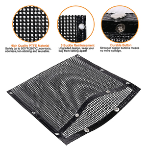 Rotisserie <b>Mesh</b> Bags Use <b>for</b> <b>Grill</b> Bag 2023 Non-stick Bbq <b>Mesh</b> Reusable BBQ Black Color 22*27CM Black or Gold OPP Bag+custom Box - Product Image 4