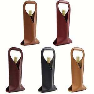 Stocked 5 Colors Durable Pu Leather Bottle Holder Portable Gifts Bag Champagne Wine <b>Beer</b> Welcome Promotional Party Use - Product Image 1