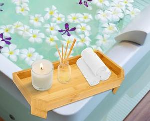 <span class=keywords><strong>Table</strong></span> de bord de support de comptoir de baignoire carrée de luxe en bambou pour boissons baignoires chaudes étagère organisateur intérieur extérieur - Product Image 2