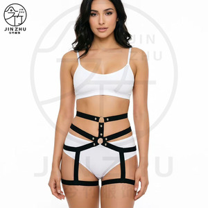 Ceinture <span class=keywords><strong>porte</strong></span>-jarretelles sexy à découpes et effet push-up, élastique et réglable avec lacets, tenue de style boîte de nuit <span class=keywords><strong>pour</strong></span> femme. - Product Image 2