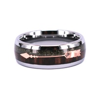 New Man Ring Design Holz und Roségold Pfeil Inlay Curshed Meteorite Ring