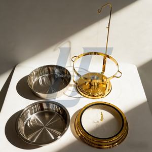 Scaldavivande di Lusso in Acciaio Inox da 9L, Set per Buffet Argento e Oro, Scaldavivande per Matrimoni e Feste - Product Image 5