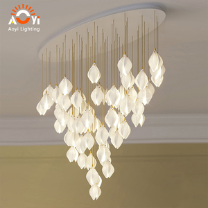 <span class=keywords><strong>Lustre</strong></span> moderne en verre en forme de goutte d'eau, luminaire suspendu en cascade pour villa, atrium - Product Image 2