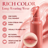 Lip Gloss Kecantikan Bibir Bebas Kekejaman OEM ODM Grosir, Lipgloss Mengkilap Label Pribadi Kustom, Lip Gloss Melembapkan Bibir