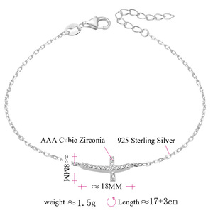 POLIVA Mujer 925 Sterling Cross Tennis Silver Bracelet Logotipo personalizado Pulseras cristianas - Product Image 2