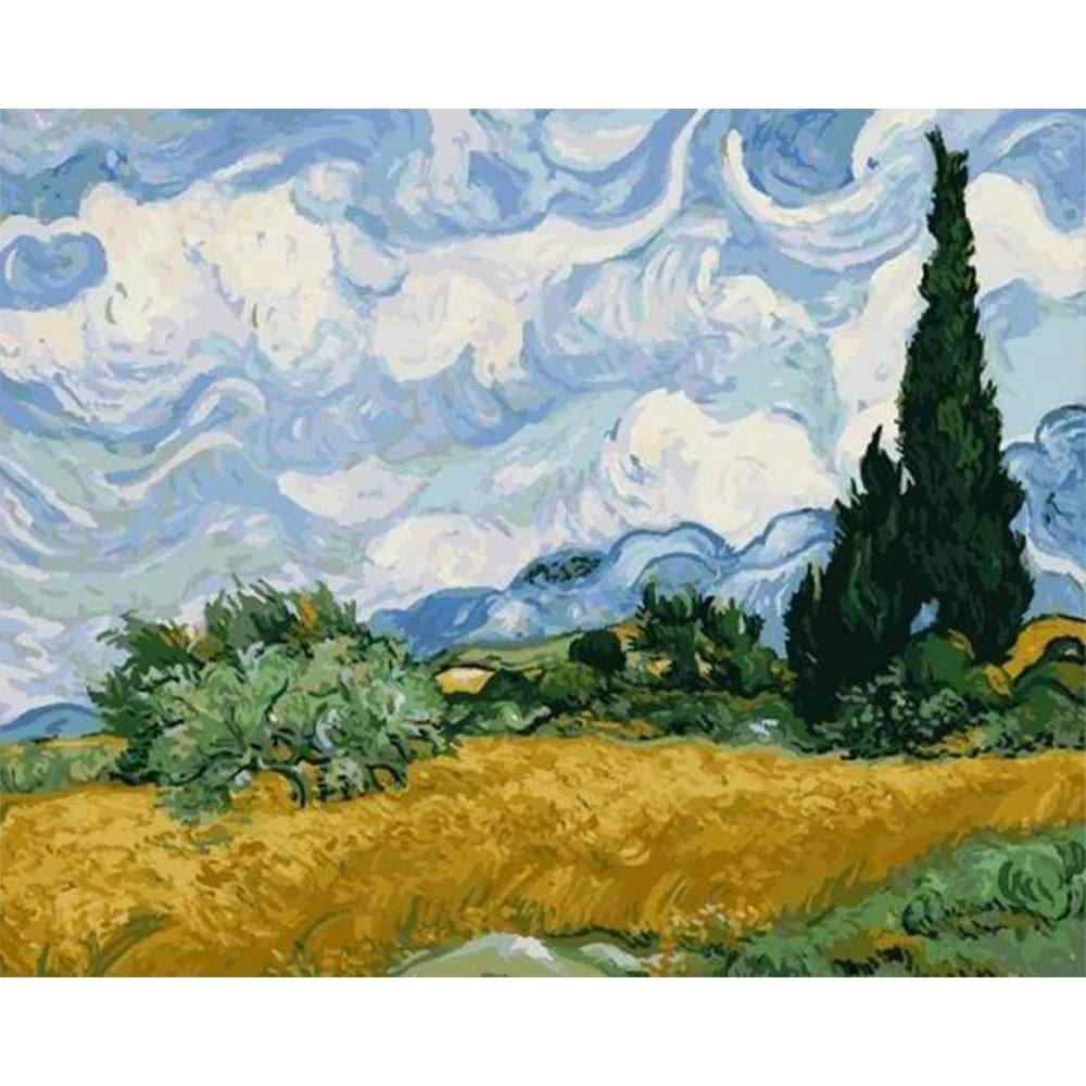 Wheat Field with Cypresses