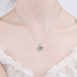 Eternity Sway Heart Pendant Necklace for Women 18k Real Solid White Gold VVS1 D Clarity Lab Grown Diamond Fine Jewelry <b>Chain</b> - Product Image 3