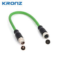 Connecteur Ethernet/IP blindé KRONZ M12 X-Code 8 broches Cat6A IP67 en PVC vert pour câble de chaîne porte-câbles pour l'automatisation industrielle