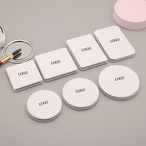 PU 접이식 휴대용 화장품 거울 귀여운 작은 양면 인쇄 패턴 사용자 정의 로고 손으로 접힌 사각 거울 - Product Image 3