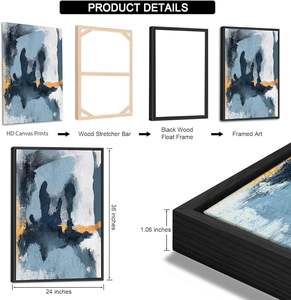 Ensemble d'Art Mural Abstrait Moderne sur Toile Trois Grands Cadres <span class=keywords><strong>Bleu</strong></span> Marine Décoration Murale pour Salon <span class=keywords><strong>Chambre</strong></span> Cadre de Peinture à l'Huile - Product Image 5