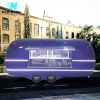 Vintage Mobile Café Carré Remorque Food Truck Aluminium Fibre de Verre Hot Dog Crème Glacée Fast Snack Chip Unité Mobile avec Salle de Bains