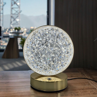 Lampe de table en cristal LED rechargeable, décoration d'intérieur, ambiance lumineuse, commande tactile LED, lampe de table en acrylique