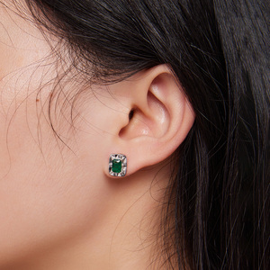 <span class=keywords><strong>Bamoer</strong></span> fábrica 925 plata esterlina brillante cuadrado Stud pendientes verde circón pendientes Unisex joyería fina para mujeres BSE803 - Product Image 5