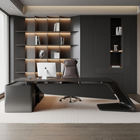 Chaise de bureau, bureau de direction laqué mat, bureau du président, couleur noire, minimaliste, design haut de gamme, bureau de bureau moderne