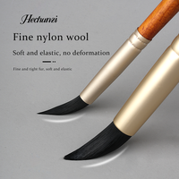 Hechunzi – Lot de 10 pinceaux d'artiste à poils en nylon, manche en bois, virole dorée, pour aquarelle, avec étui, pour étudiants et artistes
