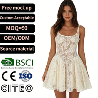 Robe mini blanche en dentelle à fines bretelles, col carré, jupe évasée, élégante pour soirée, mariage, invitées, vêtements de mode pour femmes