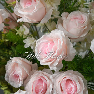 Bola Bunga Pernikahan Berkualitas |   Dekorasi Meja & Perlengkapan Pernikahan Warna Putih Muda Merah Muda, Bunga Mawar Sutra Buatan - Product Image 4