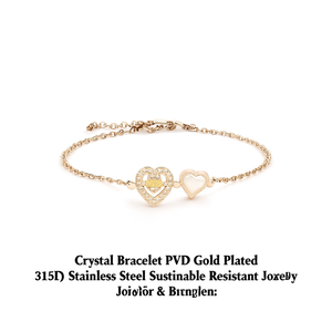 Bracelet Cœur en Cristal Plaqué Or PVD Acier Inoxydable 316L Bijoux Durables et Résistants pour Femmes - Product Image 2