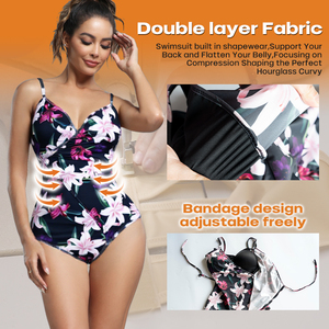 Maiô Feminino de Verão da Moda, Peça Única, Decote em V, Efeito Emagrecedor, com Controle de Barriga, para Praia - Product Image 4