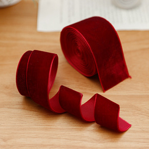 JIN PENG 2.5/3.8cm Multi Red Velvet רול סרט חג המולד לעטיפת מתנות לעיצוב עץ - Product Image 4