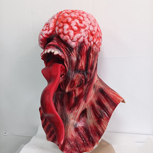 Exposed <strong>Brain</strong> Long Tongue Latex Mask Halloween Alien <strong>Zombie</strong> Scary Haunted House Prop - Product Image 4