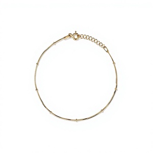 18K <b>Gold</b> Plated 925 Silver Minimalist Chain <b>Bracelet</b> for Women Dainty Beaded Link Jewelry - Product Image 1