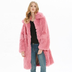 Abrigo largo de invierno para mujer con cierre de cremallera, nueva chaqueta de piel de <span class=keywords><strong>Cachemira</strong></span> peluda de peluche de lana de cordero, prendas de vestir tejidas - Product Image 1