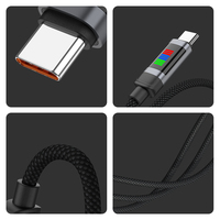 Kabel Data pengisi daya 100W PD sales9-Step, lampu display berubah warna pengisian cepat