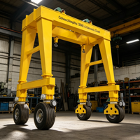 Grue à portique sur roues à pneus en caoutchouc haute performance avec une hauteur de levage de 9 m et une transmission à engrenages à faible bruit